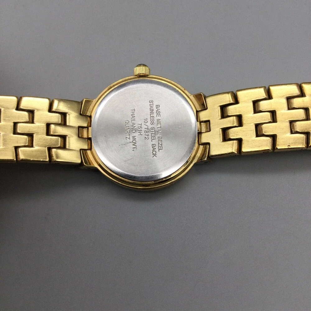 Anne Klein Diamond Womens Watch 24mm MOP Gold Tone Bracelet New Battery 6.25